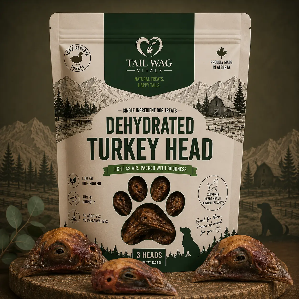 Prairie Crunch Turkey Heads (3 Heads / bag)