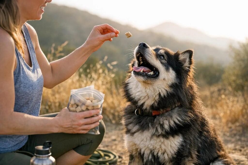 Grain-free freeze-dried beef liver and beef lung dog treats made in Canada with Alberta ingredients.